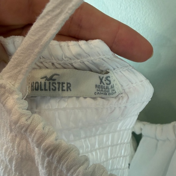 Hollister White Milkmaid Coquette Romantic Smock waist Maxi Dress with Slit XS - Picture 7 of 9